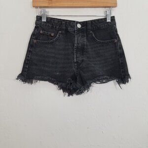 Zara Button Fly High Rise Jean Shorts Black Size 0